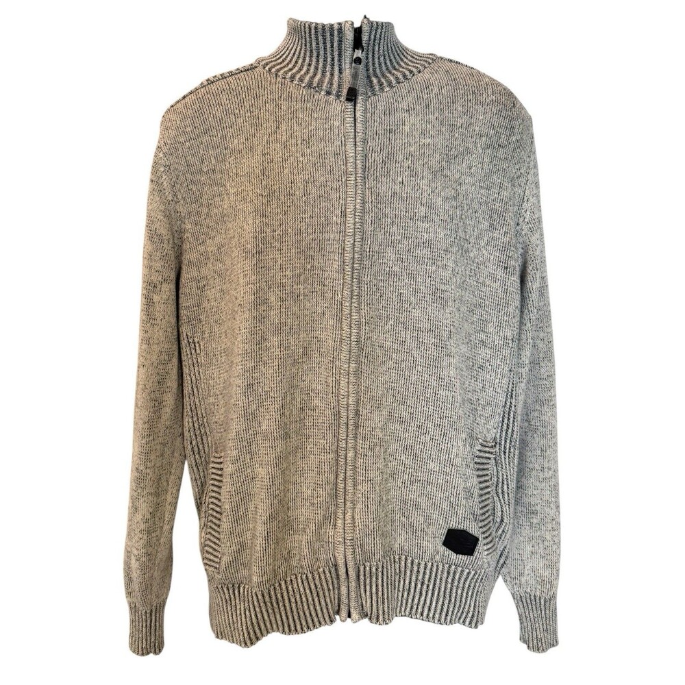 Men’s Projek Raw Full Zip Sweater Cardigan Gray Mock Neck Size Large L